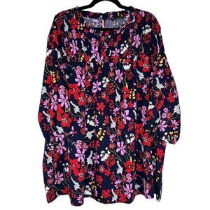 NEW Bloomchic Floral Ruffle Neck Half Sleeve Blouse 4X